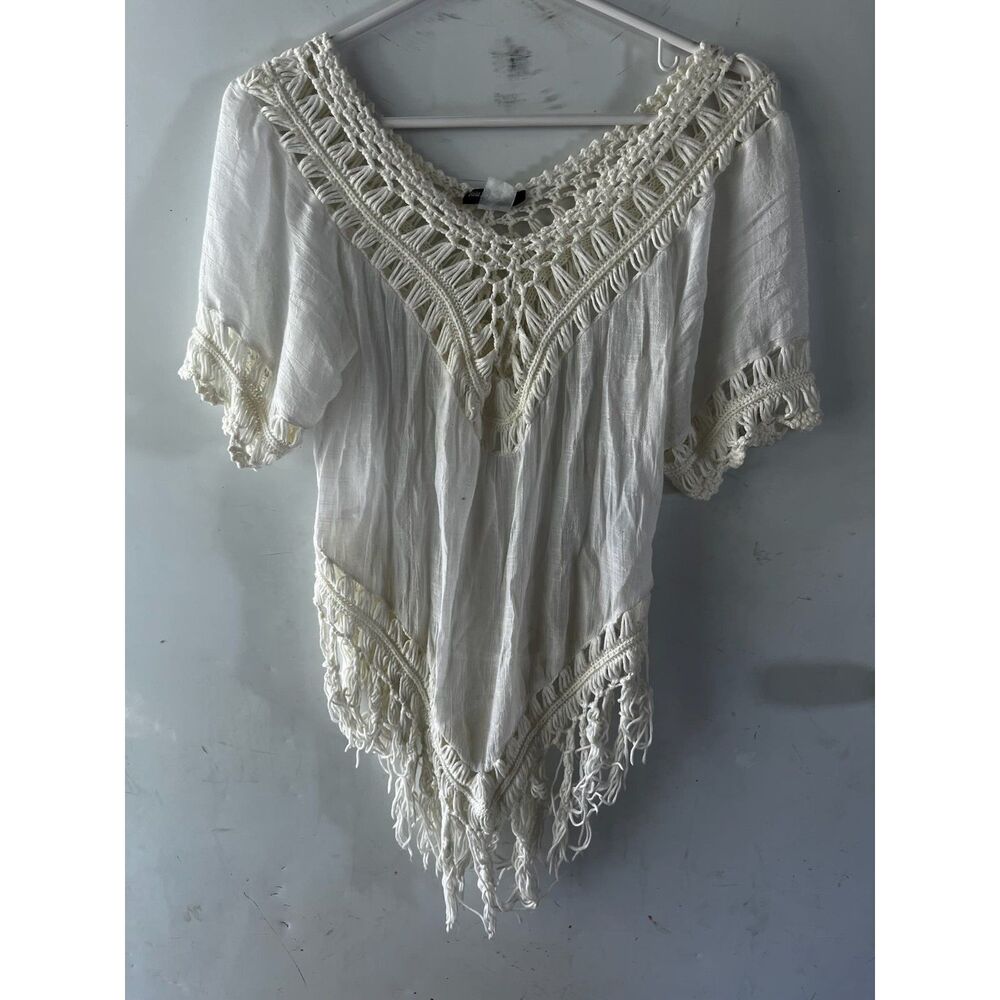 boho tassle white sheer blouse